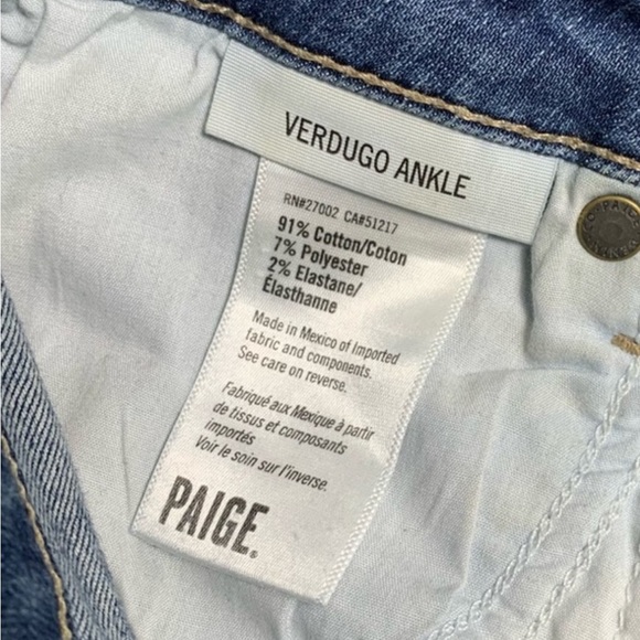 PAIGE VERDUGO Ankle Distressed
Busted Knee Women's Denim Jeans Size 27 Designer - Picture 7 of 14